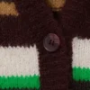 Soft Knit V-Neck Cardigan – Plum/Green/Beige Stripe