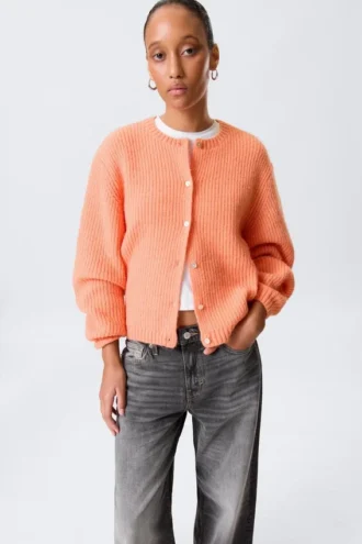 Soft Knitted Cardigan – Light Orange