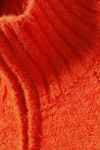 Soft Knitted Fitted Zip Cardigan – Bright Orange
