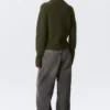Soft Knitted Fitted Zip Cardigan – Dark Mossy Green