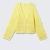 Soft Knitted Single-Breasted Cardigan – Light Yellow