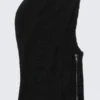 Soft Knitted Zip Hood – Black
