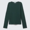 Soft Long-Sleeved Cotton Jersey Top – Petrol