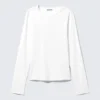 Soft Long-Sleeved Cotton Jersey Top – White