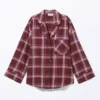 Soft Long-Sleeved Flannel Shirt – Dark Red Check