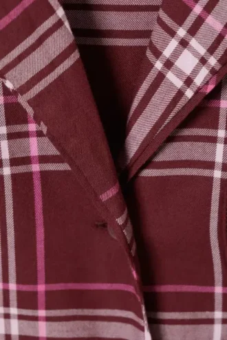 Soft Long-Sleeved Flannel Shirt – Dark Red Check