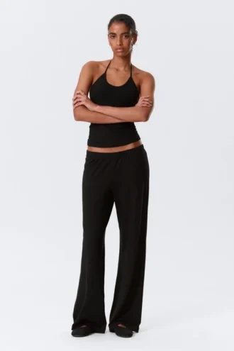 Soft Low Rise Bootcut Trousers – Black