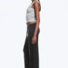 Soft Low Rise Bootcut Trousers – Black – Dark Grey Stripe