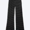 Soft Low Rise Bootcut Trousers – Black – Dark Grey Stripe