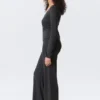 Soft Low Rise Loose Wide Leg Trousers – Washed Black