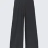 Soft Low Rise Loose Wide Leg Trousers – Washed Black