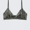 Soft Micro V-Neck Triangle Bra – Dark Grey – Crinkle Print