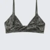 Soft Micro V-Neck Triangle Bra – Dark Grey – Crinkle Print