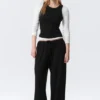 Soft Mid-Rise Balloon Trousers – Black