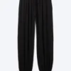 Soft Mid-Rise Balloon Trousers – Black