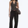Soft Mid-Rise Balloon Trousers – Dark Brown