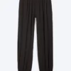 Soft Mid-Rise Balloon Trousers – Dark Brown