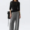 Soft Mid-Rise Balloon Trousers – Grey Melange