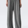 Soft Mid-Rise Balloon Trousers – Grey Melange