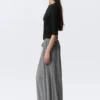 Soft Mid-Rise Balloon Trousers – Grey Melange