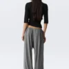 Soft Mid-Rise Balloon Trousers – Grey Melange