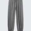 Soft Mid-Rise Balloon Trousers – Grey Melange