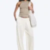 Soft Mid-Rise Balloon Trousers – White