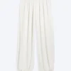 Soft Mid-Rise Balloon Trousers – White
