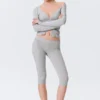 Soft Mid Rise Capri Leggings – Grey Melange