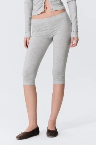 Soft Mid Rise Capri Leggings – Grey Melange