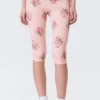 Soft Mid Rise Capri Leggings – Light Pink – Floral