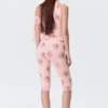 Soft Mid Rise Capri Leggings – Light Pink – Floral