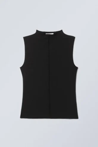 Soft Mock Neck Top – Black