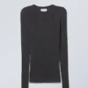 Soft Sheer Long Sleeve Top – Dark Grey