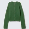 Soft Slim Fit Wool Blend Cardigan – Dark Green