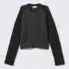 Soft Slim Fit Wool Blend Cardigan – Dark Grey Melange