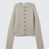 Soft Slim Fit Wool Blend Cardigan – Light Mole