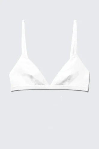 Soft Triangle Cotton Bra – White
