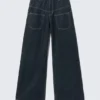 Solar Deconstructed Loose Wide Leg Jeans – Blue Rinse – Dark Blue