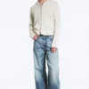 Solar Loose Wide Leg Unisex Jeans – Blue Horses – Medium Blue