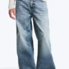 Solar Loose Wide Leg Unisex Jeans – Blue Horses – Medium Blue