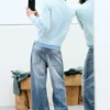 Solar Loose Wide Leg Unisex Jeans – Blue Horses – Medium Blue