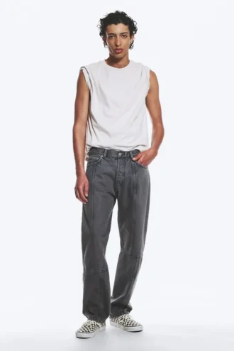 Space Cut Relaxed Straight Jeans – Volcano Blue – Medium Blue