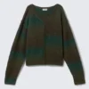 Space Dye V-Neck Knitted Sweater – Dark Green – Space Dye