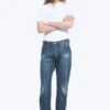 Space Mid Rise Relaxed Straight Dart Jeans – Spotted Blue – Dark Blue
