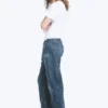 Space Mid Rise Relaxed Straight Dart Jeans – Spotted Blue – Dark Blue