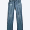 Space Mid Rise Relaxed Straight Dart Jeans – Spotted Blue – Dark Blue