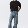 Space Mid Rise Relaxed Straight Jeans – Iron Blue