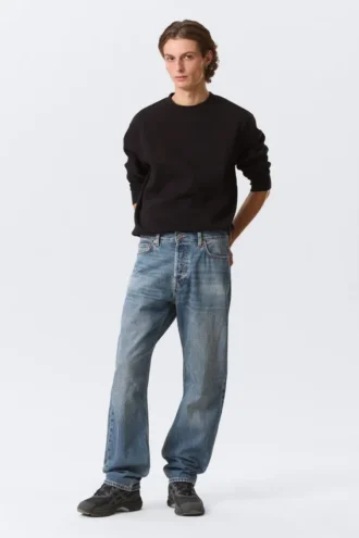 Space Mid Rise Relaxed Straight Jeans – Iron Blue