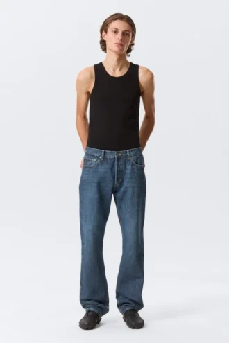 Space Mid Rise Relaxed Straight Jeans – Morning Blue – Dark Blue